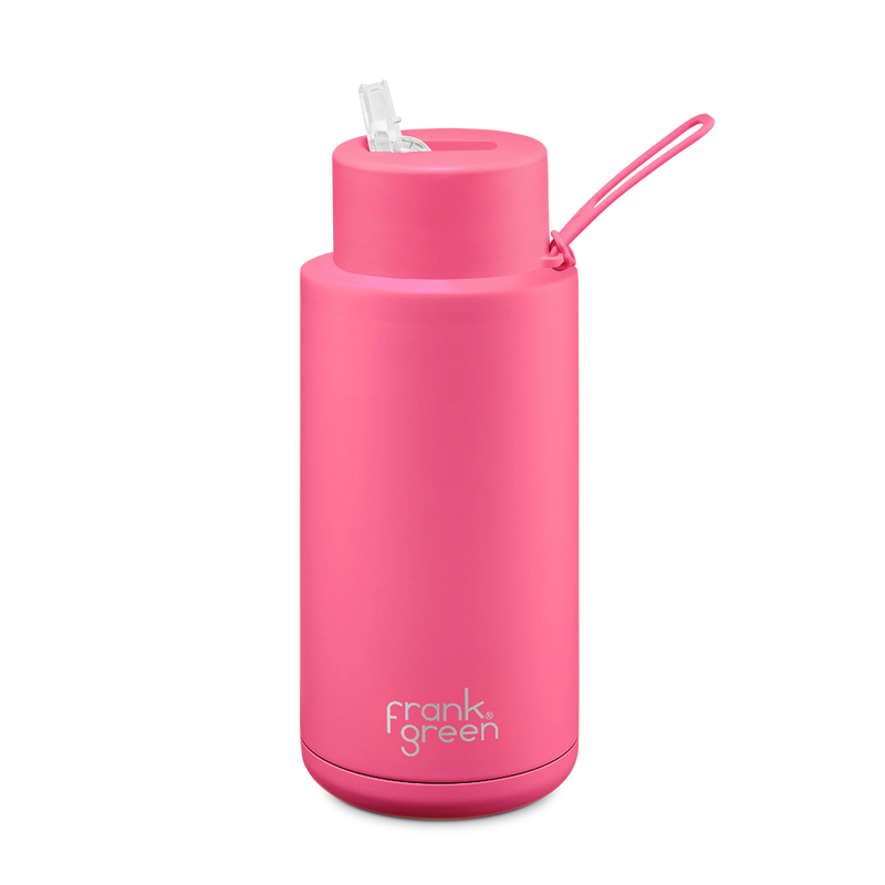 Frank Green | Ceramic Reusable Bottle 1 litre | Neon Pink