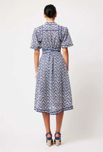 DELPHINE EMBROIDERED COTTON DRESS | NAVY/WHITE EMBROIDERY
