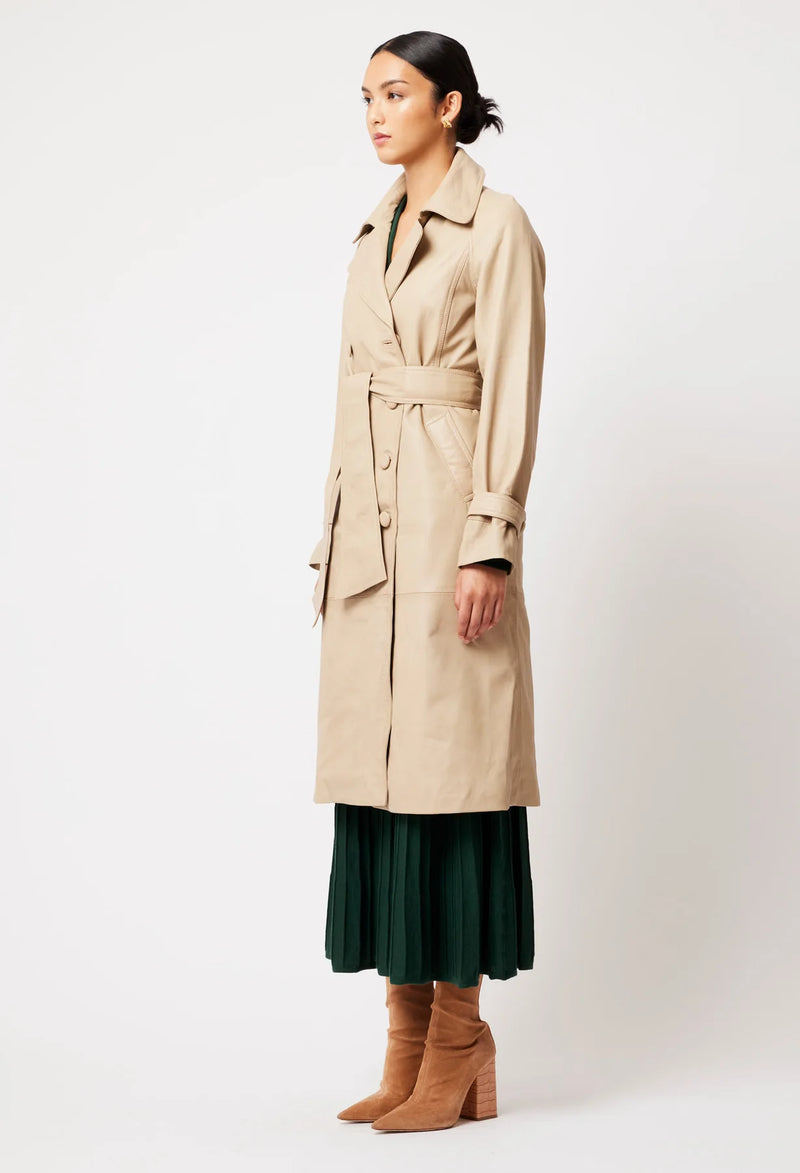 Astra Leather Trench | Oatmeal