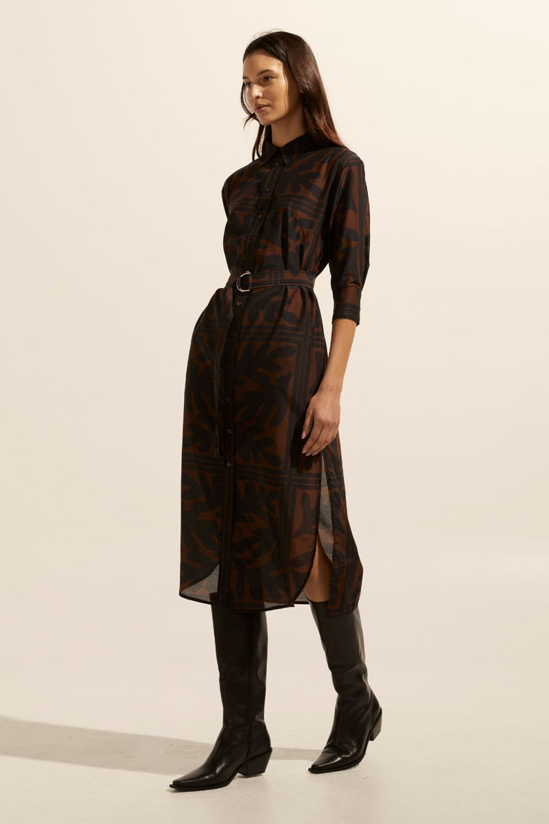 Pinpoint Dress  | Choc Frond