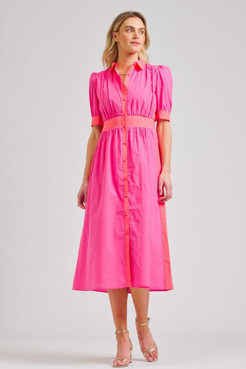 Gabby Long Dress | Watermelon/Hot Pink