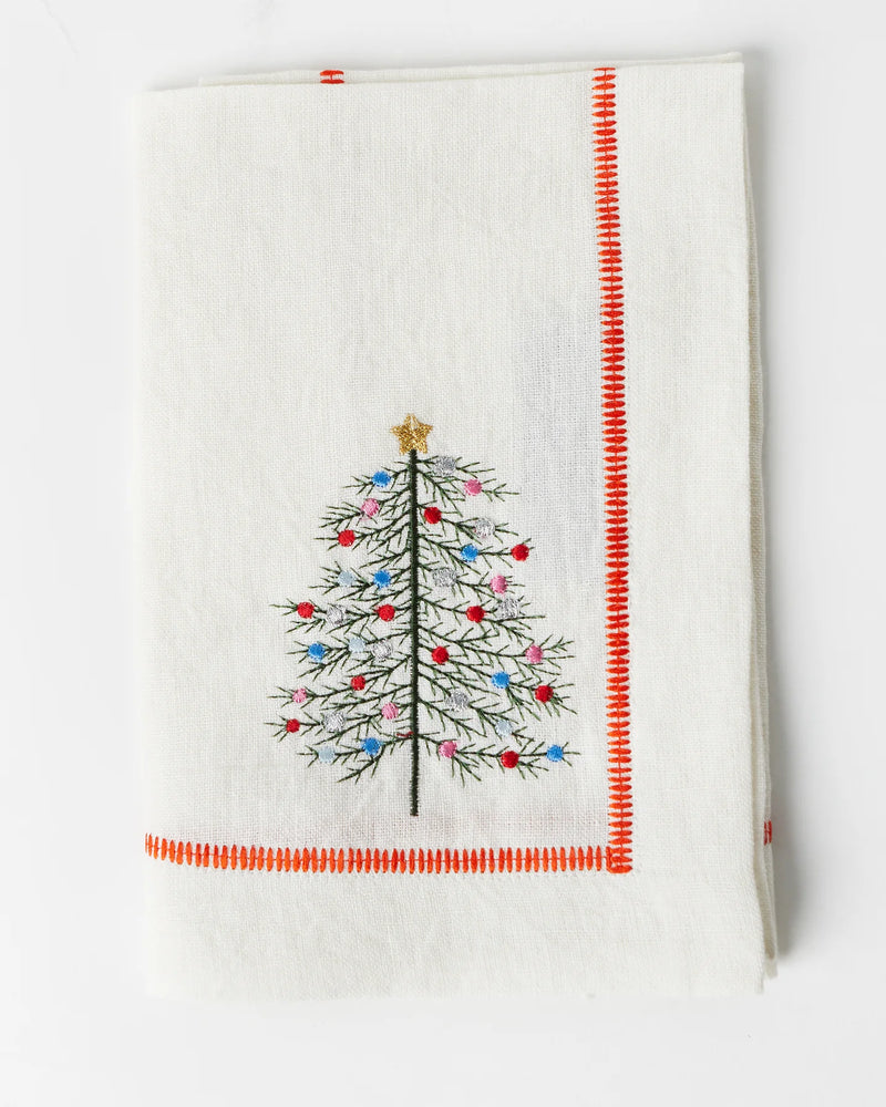 Noel Embroidered Linen Napkin set of 4
