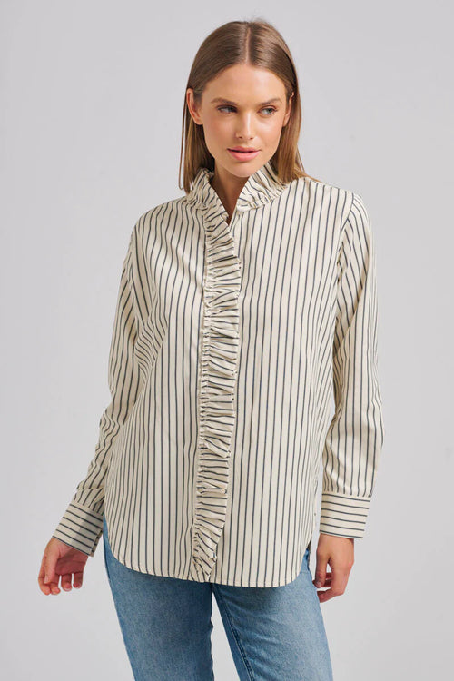 Piper Classic Cotton Shirt | French Navy Stripe