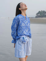 Broom Blouse | Ikat Blue