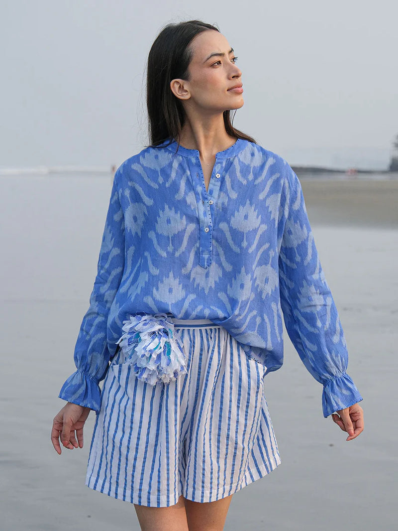 Broom Blouse | Ikat Blue