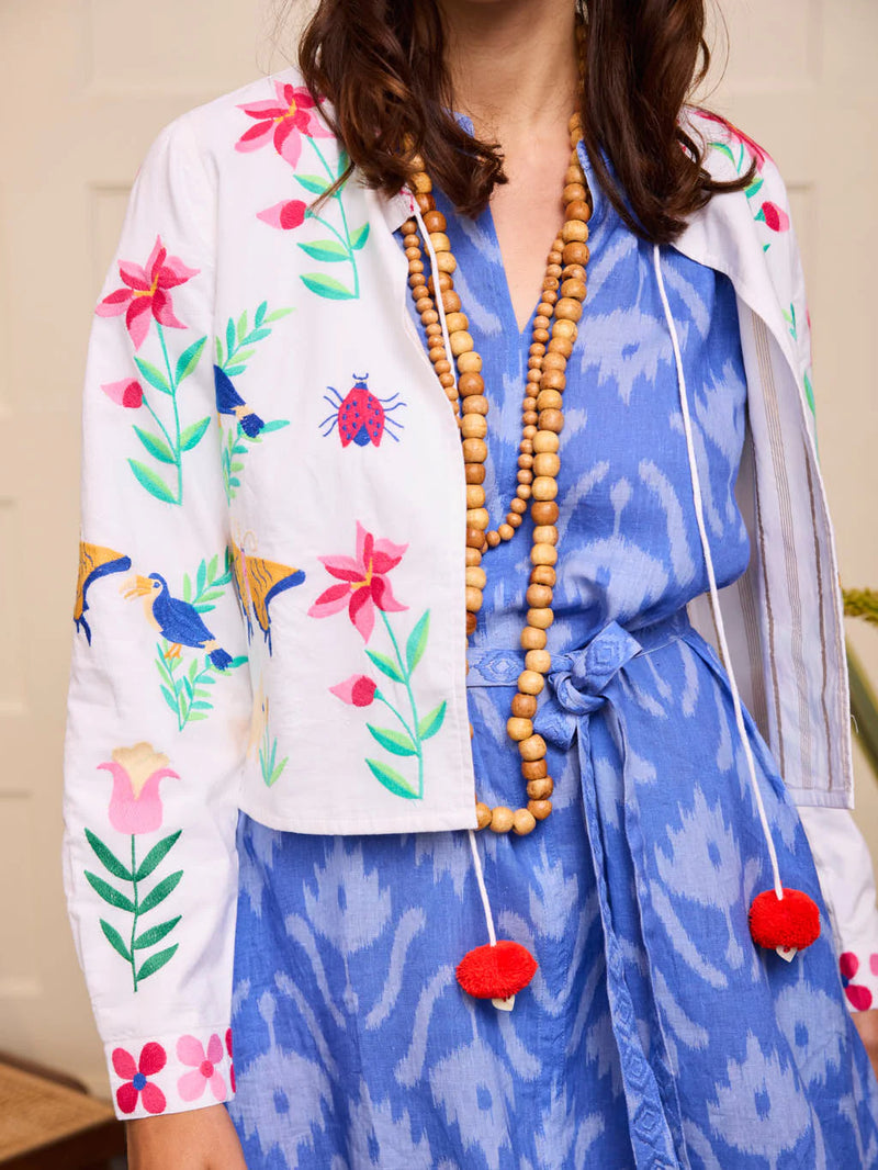 Pine Jacket Mexican Embroidery | White