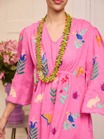 Apple Dress | Mexican Embroidery on Pink