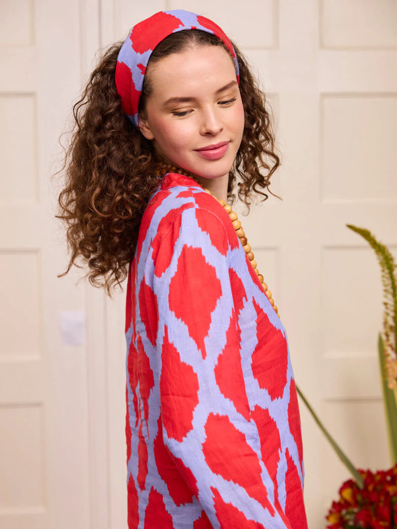 Sapphire Short Kaftan | Ikat Red