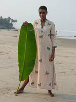 Sapphire Short Kaftan | Beige Embroidery