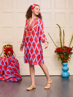Sapphire Short Kaftan | Ikat Red