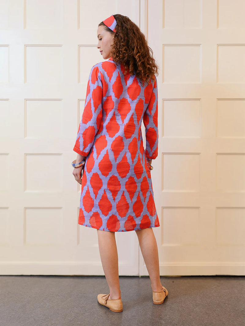 Sapphire Short Kaftan | Ikat Red