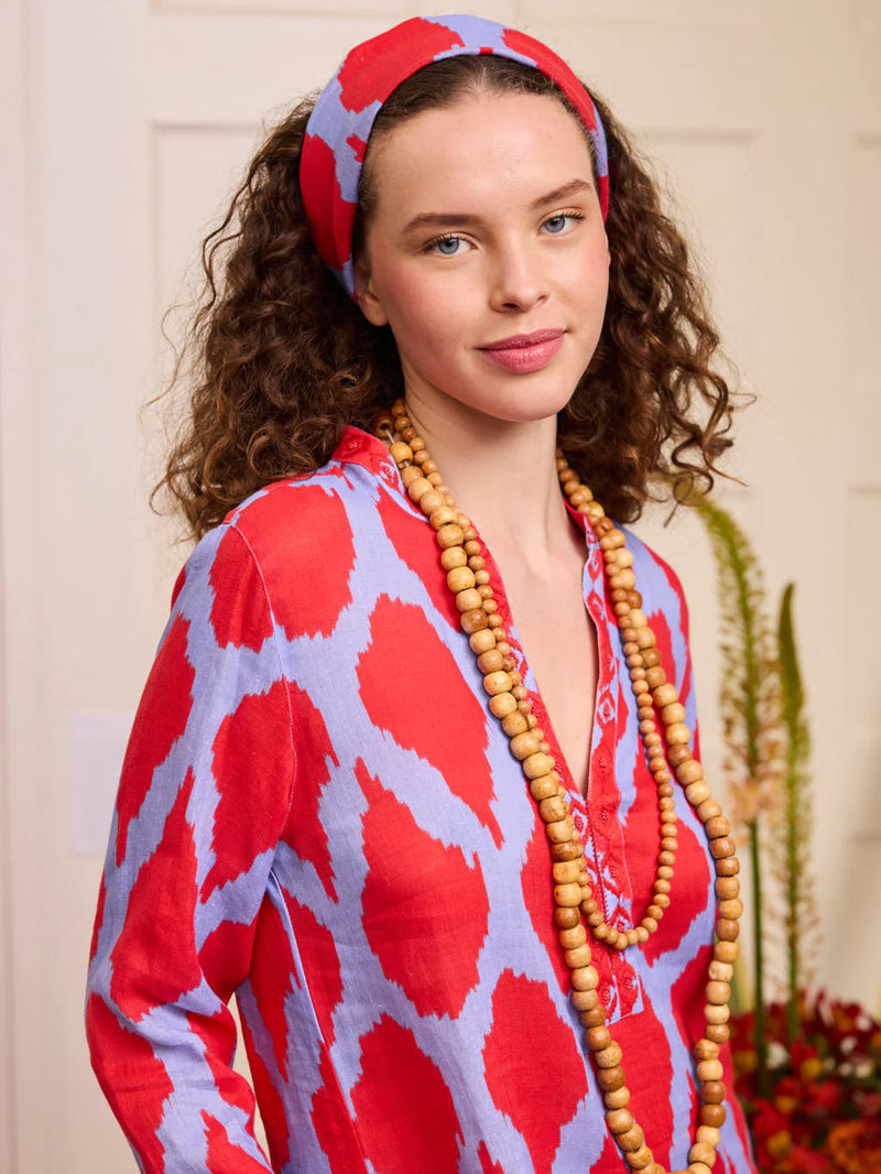 Sapphire Short Kaftan | Ikat Red