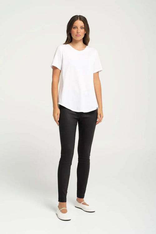 Pima Cotton Short Sleeve Round Neck Top Siem | White
