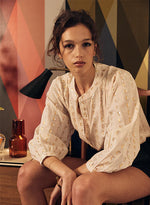 Ines Love Heart Blouse | SIlver Gold heart on Ecru
