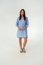 Duke Bib Shirt Dress | Blue
