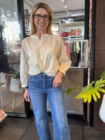Ines Love Heart Blouse | SIlver Gold heart on Ecru
