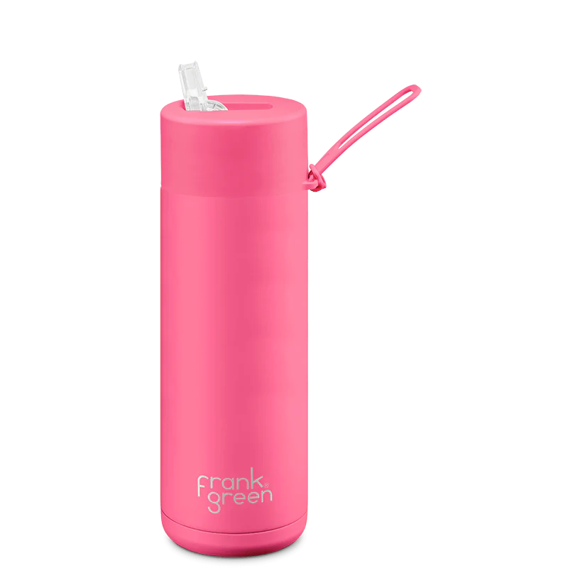 Frank Green | Ceramic Reusable Water Bottle 595ml | Neon Pink