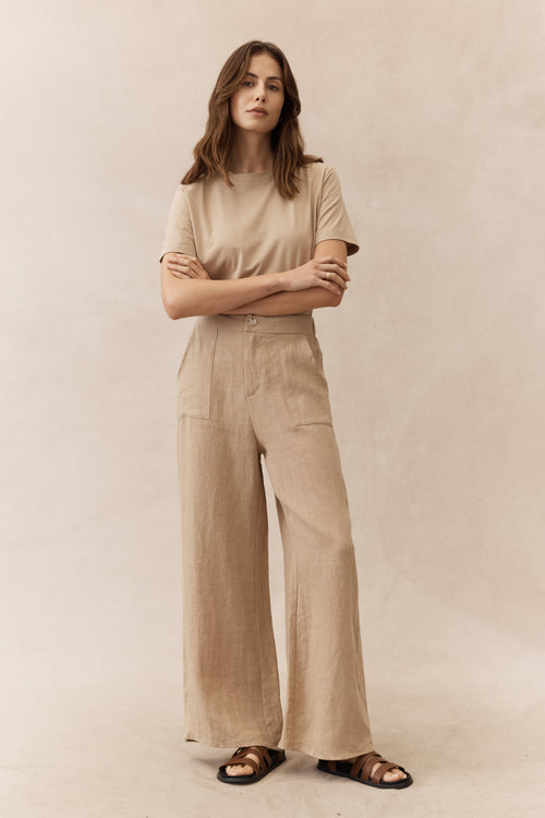 Jude Linen Pants | Caramel