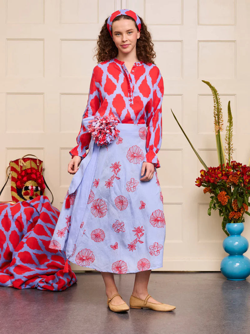 Broom Blouse | Ikat Red