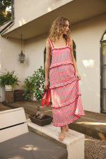 Clementine Bretton Linen Dress | Pink and Red
