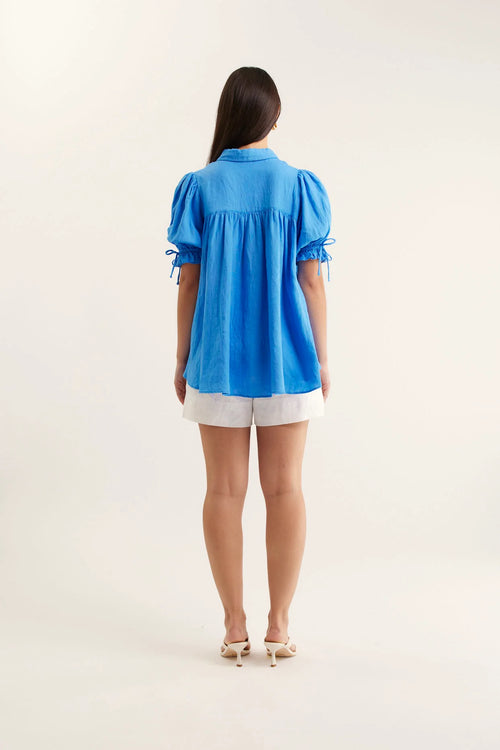 Tessa Linen Shirt | Cornflower