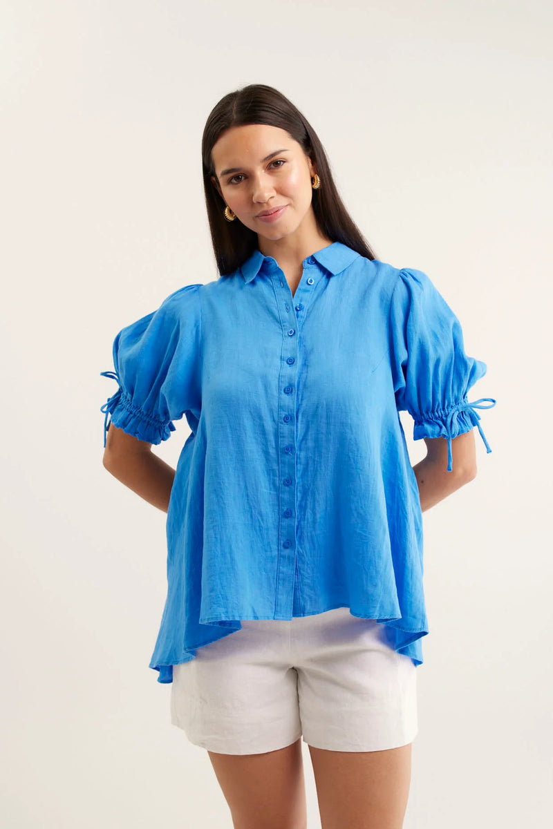 Tessa Linen Shirt | Cornflower