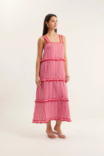 Clementine Bretton Linen Dress | Pink and Red
