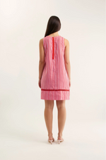 Ginger Breton Linen Dress | Pink and Red
