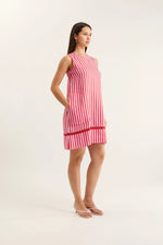 Ginger Breton Linen Dress | Pink and Red
