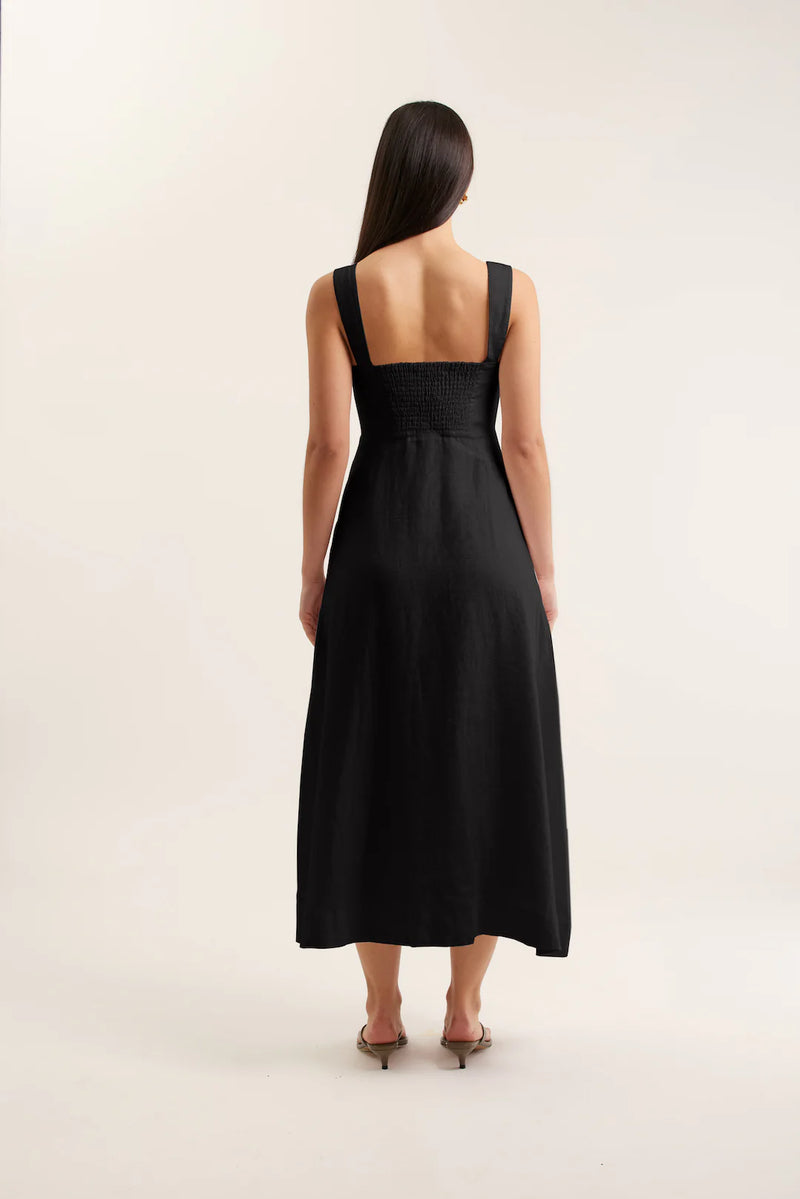 Simmie Linen Dress | Black