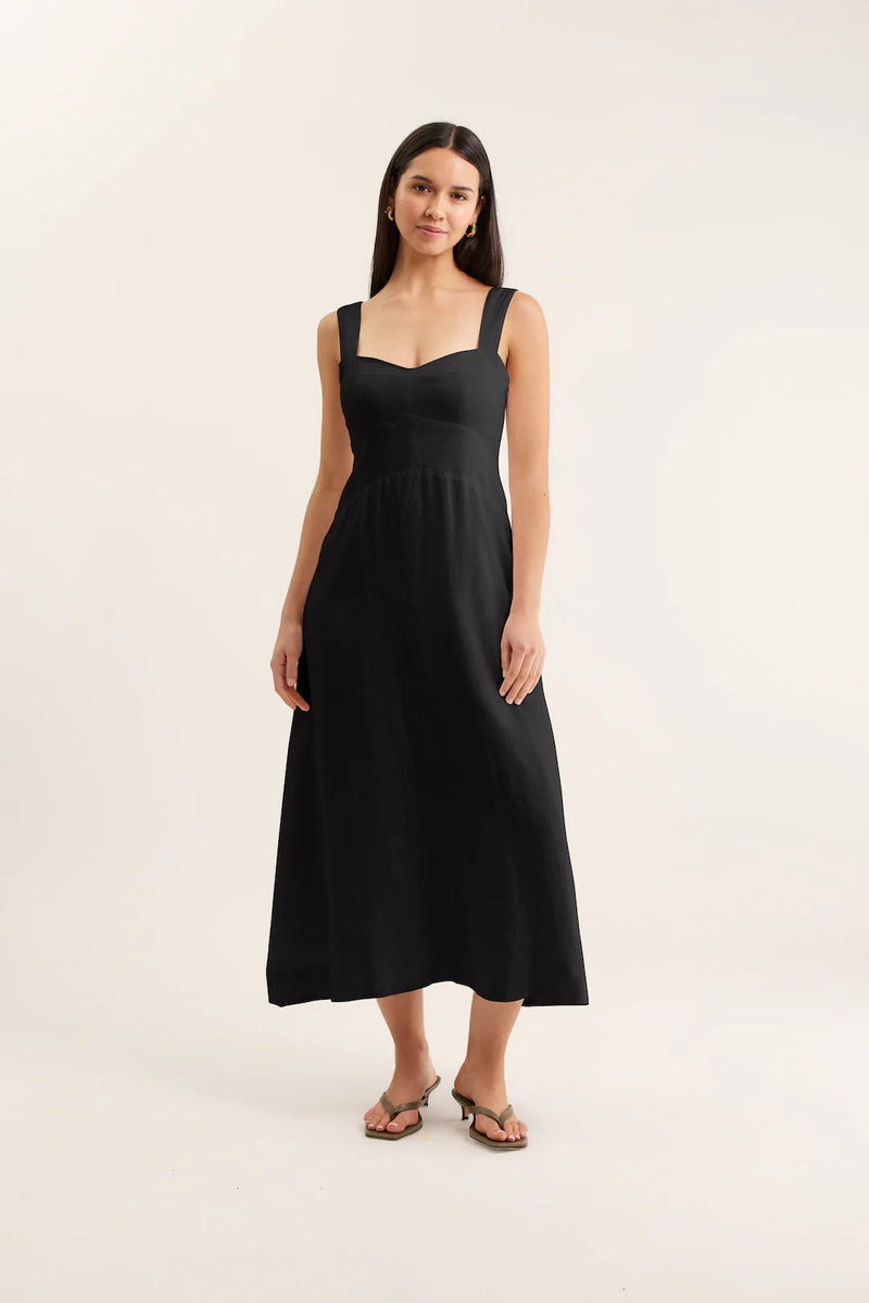 Simmie Linen Dress | Black