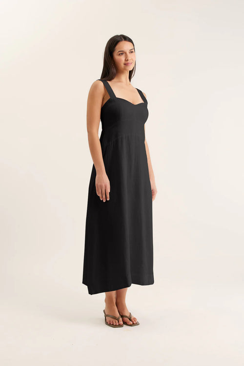 Simmie Linen Dress | Black