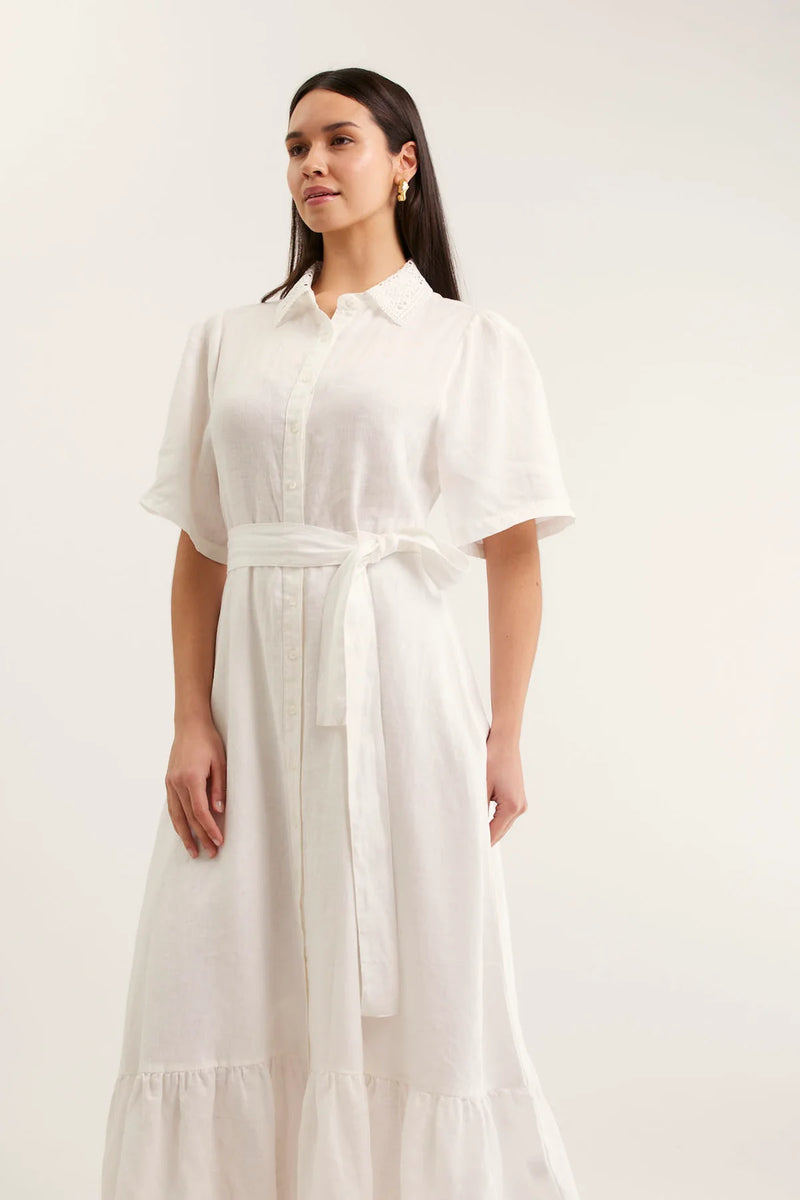 Emma Linen Dress | White
