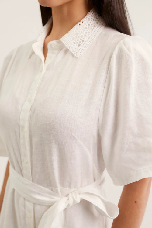 Emma Linen Dress | White