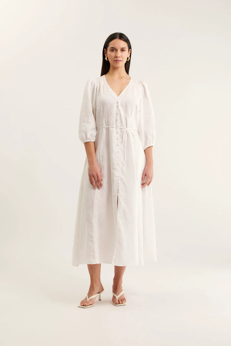 Maya Linen Dress | White