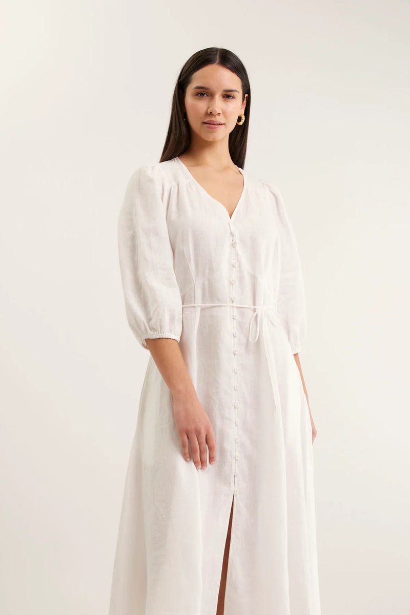 Maya Linen Dress | White