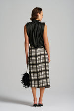 Le Check Wrap Skirt | Black/Off White