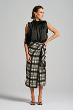 Le Check Wrap Skirt | Black/Off White