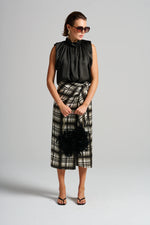 Le Check Wrap Skirt | Black/Off White