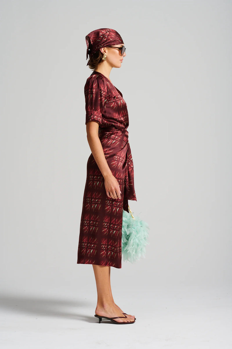 Le Cocktail Print Dress | Mint/Burgundy
