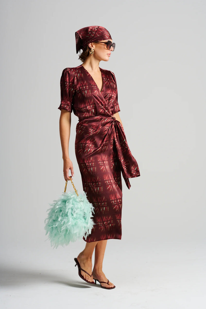 Le Cocktail Print Dress | Mint/Burgundy