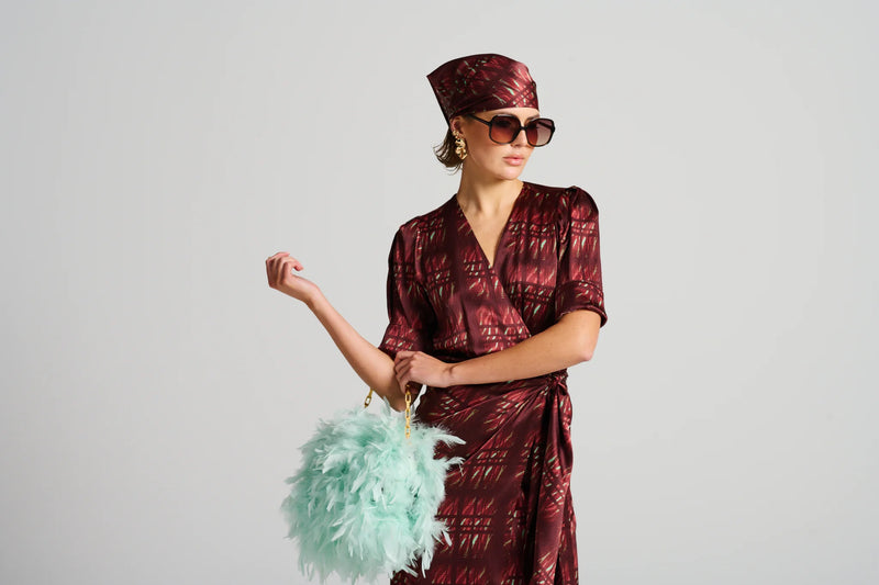 Le Cocktail Print Dress | Mint/Burgundy