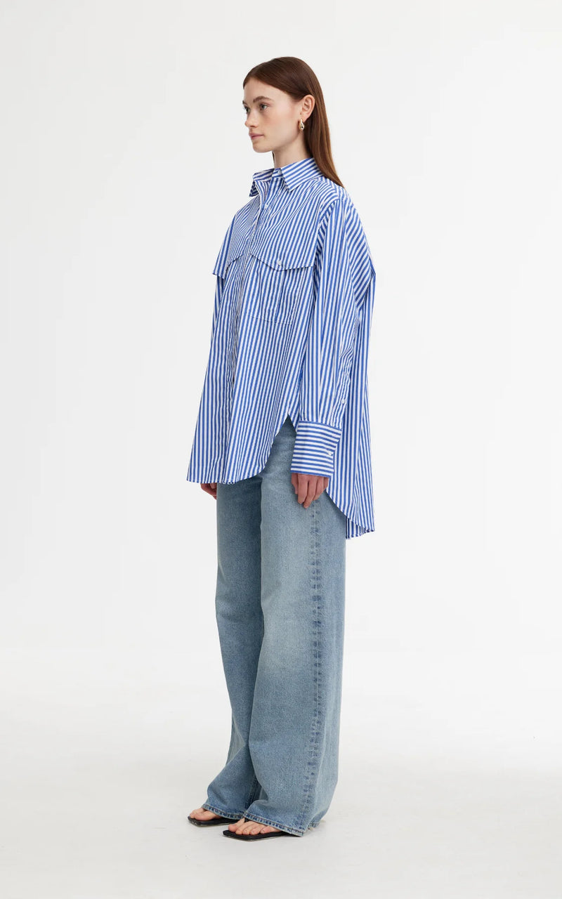 Riley Shirt | Navy/White Stripe