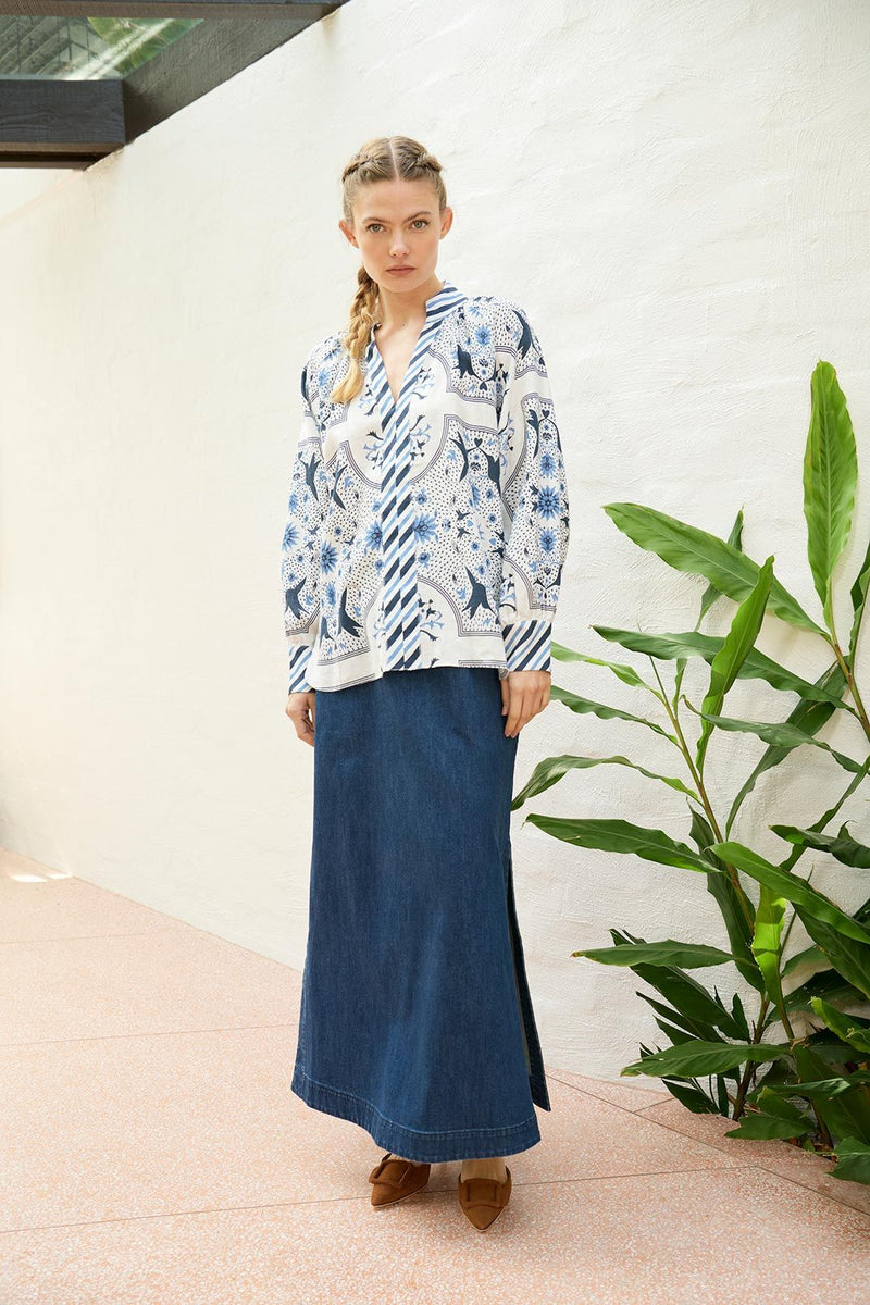 Chloe Bird Blouse | White
