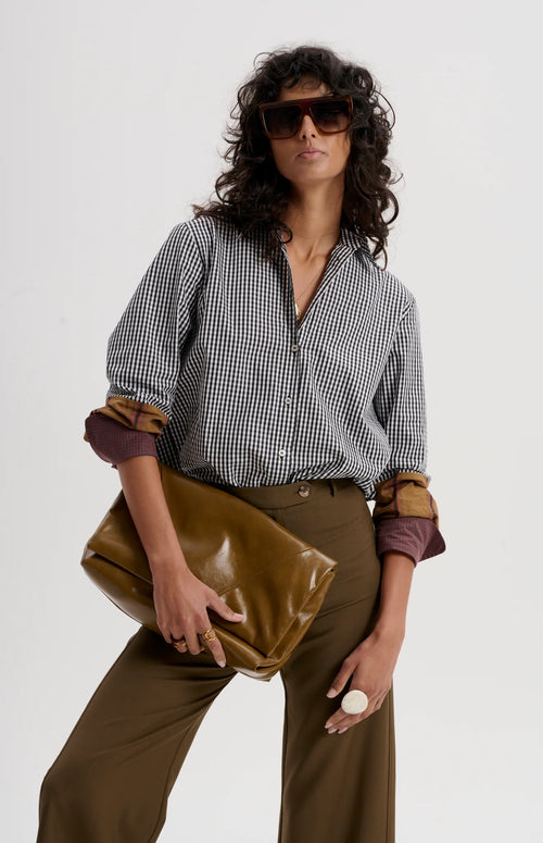 Gingham Shirt with Mixed Check Cuffs