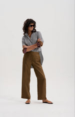 Le Silk Pinstripe Twill Pant | TOBACCO