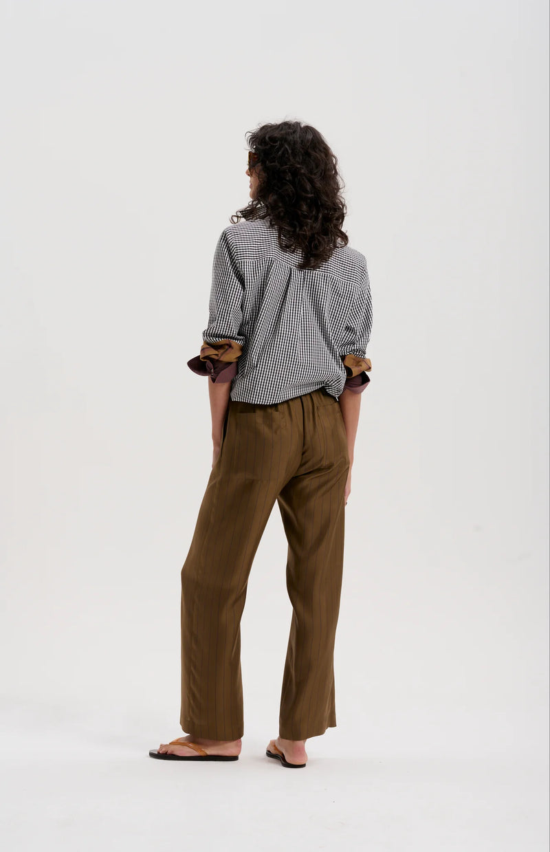 Le Silk Pinstripe Twill Pant | TOBACCO