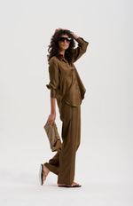 Le Silk Pinstripe Twill Pant | TOBACCO
