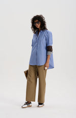 Japanese Stripe Shirt with Mixed Check Cuffs