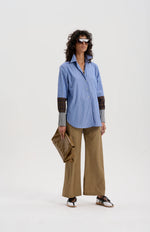 Japanese Stripe Shirt with Mixed Check Cuffs